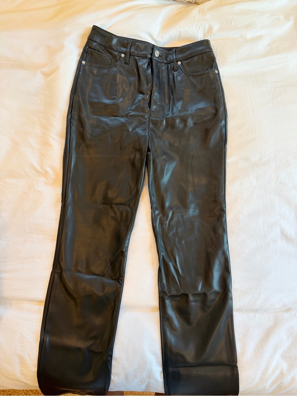 Express Black Faux Leather Straight-Leg Pants